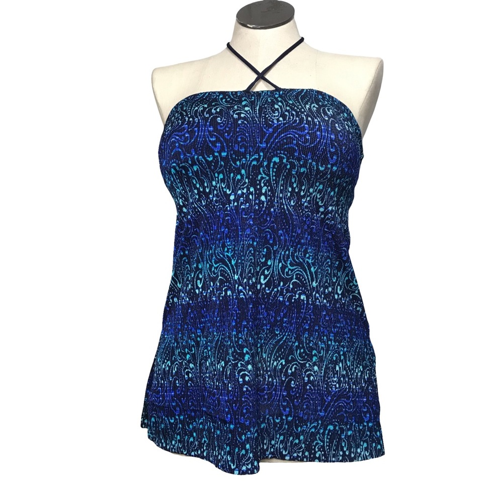 Mainstream Tankini Women’s Size 10 Multicolor Geometric Strapless Pullover